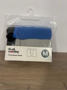 3-Pack Boys Boxer Briefs - Blue, Gray, Black - M